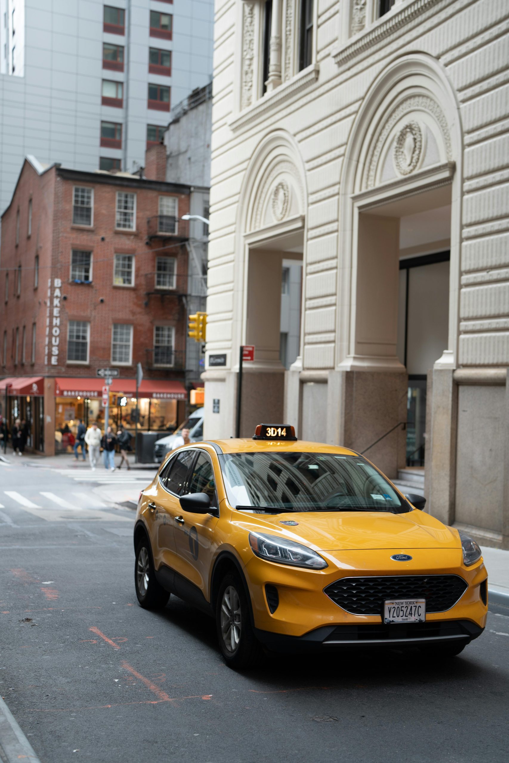 Yellow Taxi on New York City Street